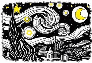 starry night van gogh tattoo idea