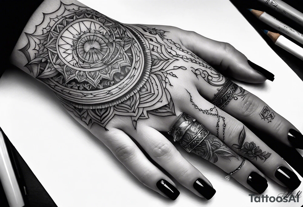 агfull hand tattoo ghotic tattoo idea
