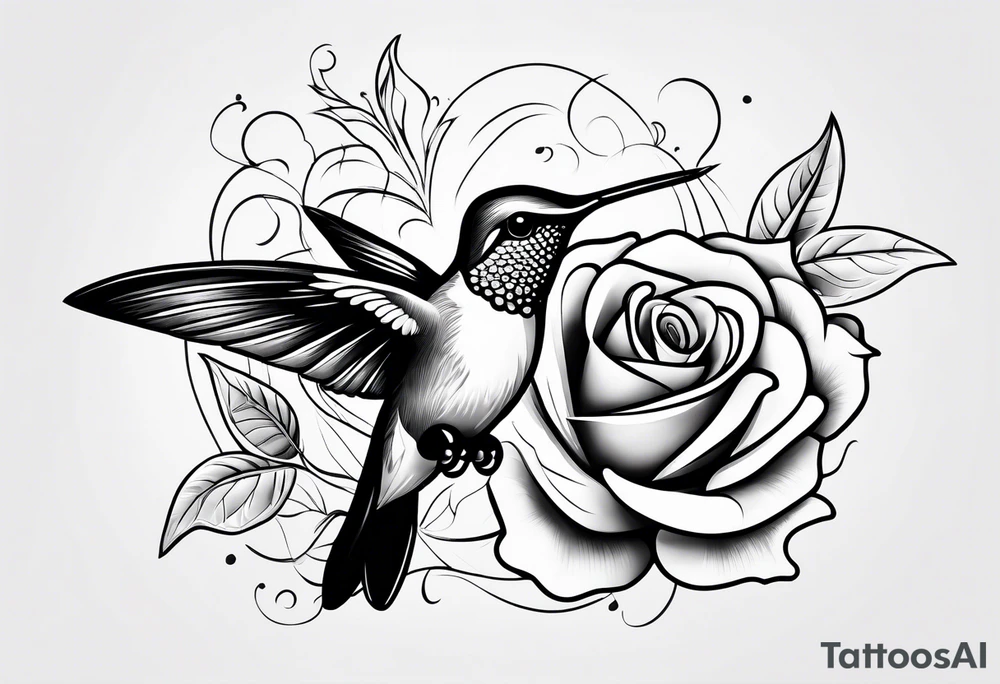Humming bird and Rose tattoo idea