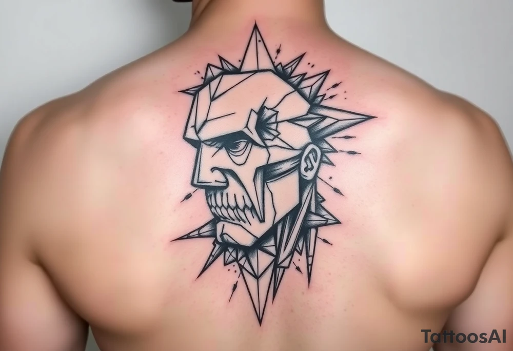 Rostro fragmentado o disolviéndose en formas geométricas. tattoo idea