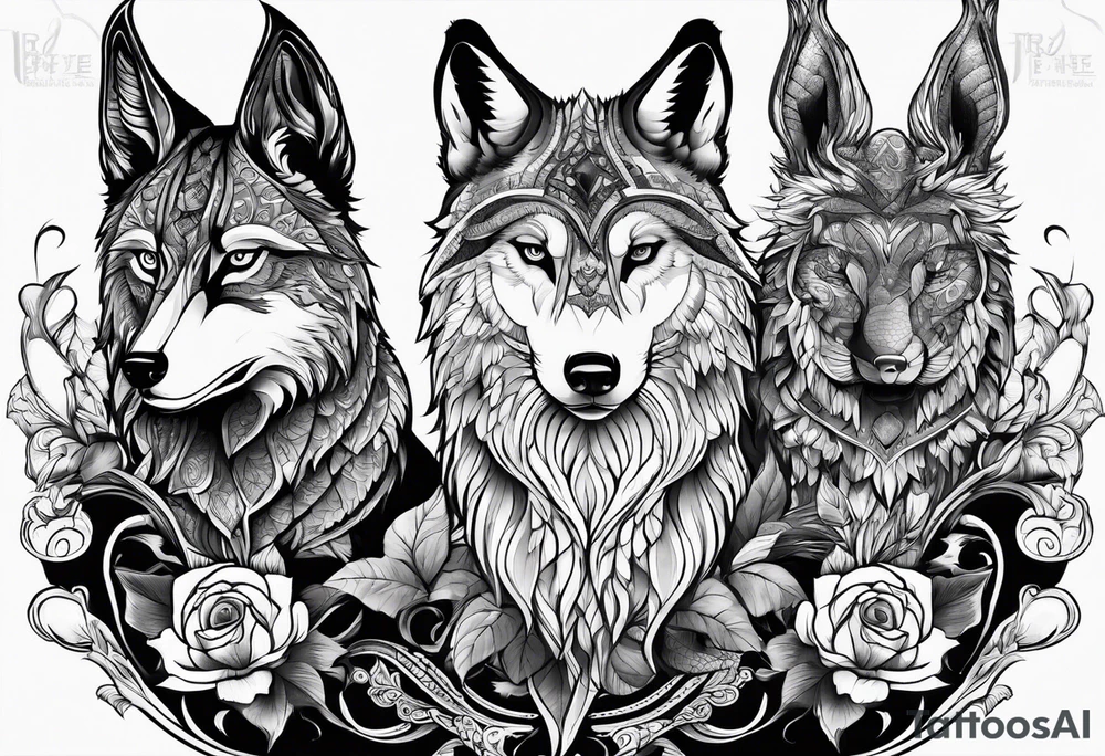 Two brothers animals tattoo idea