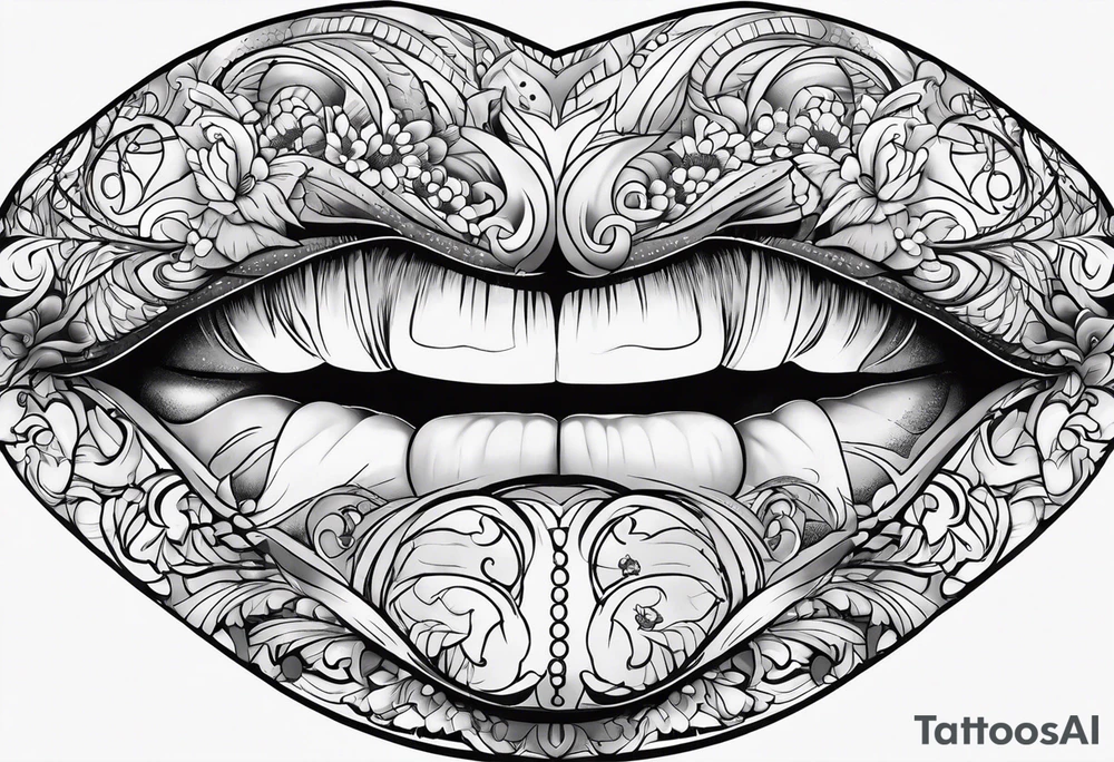 sexy open lips tattoo idea