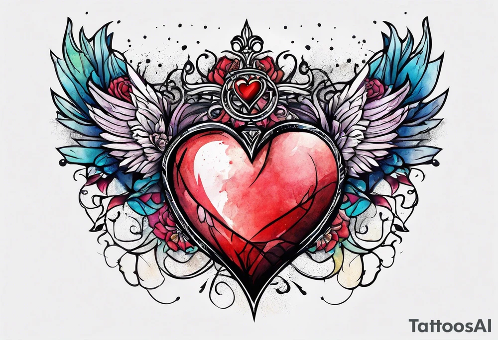 Broken Heart that says Never Say Never tattoo idea
