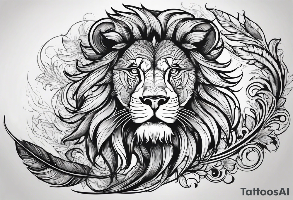 Feather lion tattoo idea