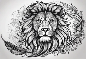 Feather lion tattoo idea