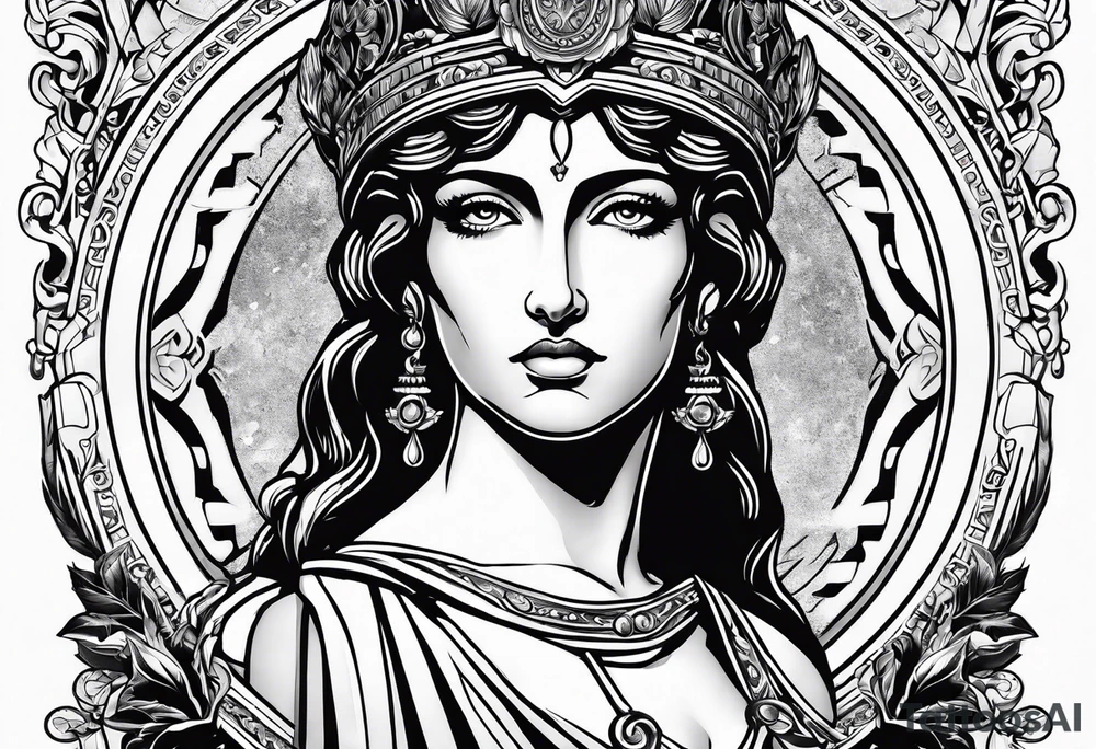 Themis (Greek Goddess of Justice), with blood in her eyes tattoo idea