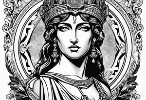 Themis (Greek Goddess of Justice), with blood in her eyes tattoo idea