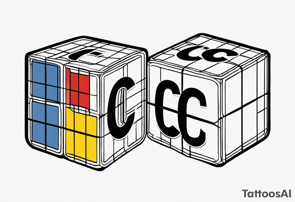 Rubiks cube where the letter "C" is visible on the front tattoo idea