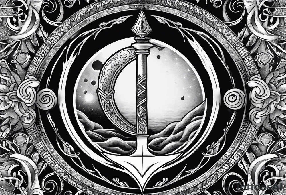 Fine line snake, moon phases, dagger tattoo idea