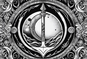 Fine line snake, moon phases, dagger tattoo idea