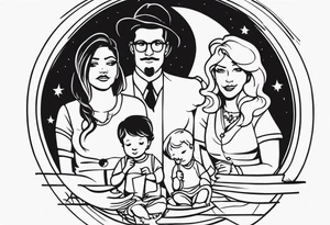 Time slipping away family sleeve tattoo idea