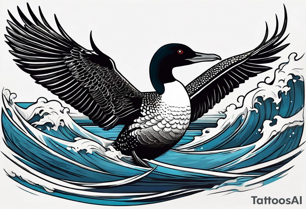 A loon with its wings spread looking badass and tough tattoo idea