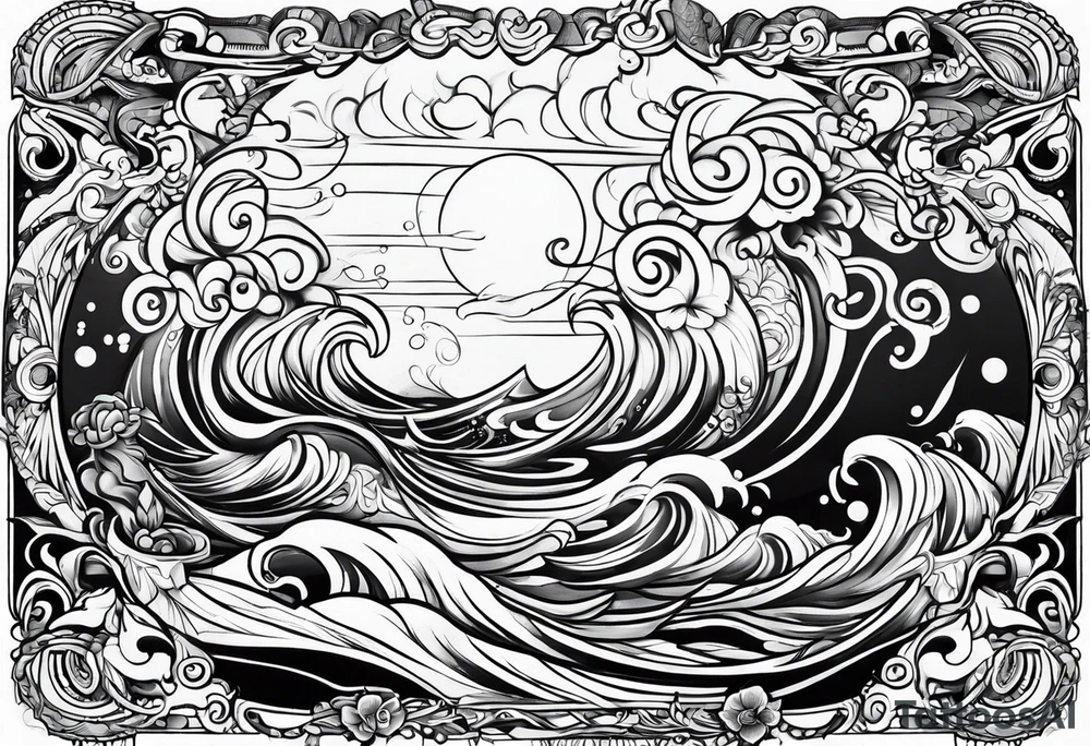 flowing water and fire tattoo tattoo idea