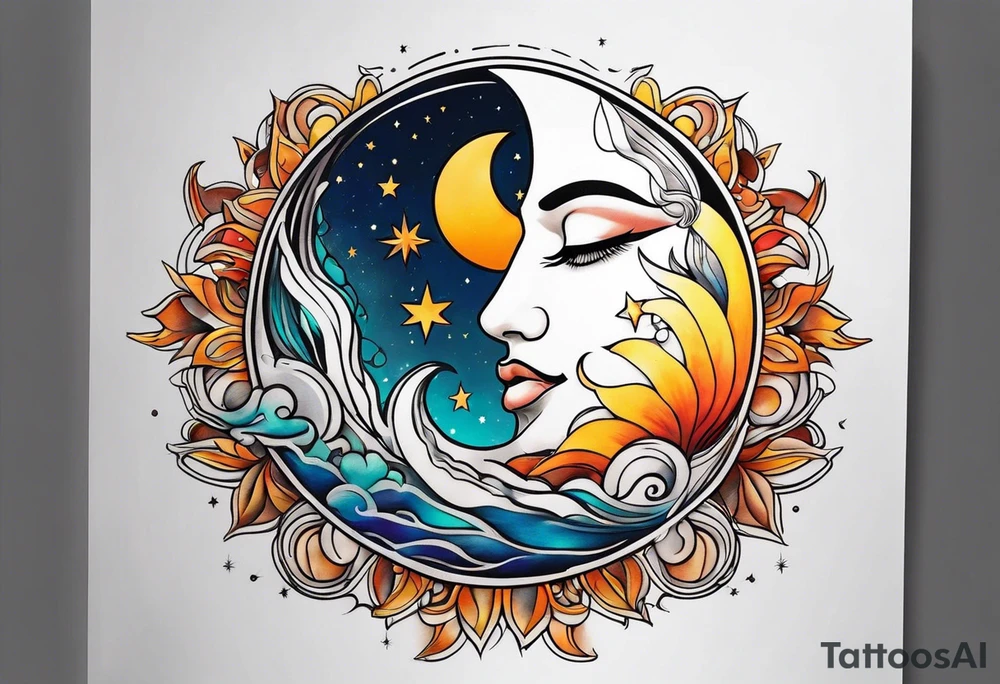 sun and moon tattoo idea