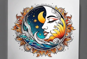 sun and moon tattoo idea