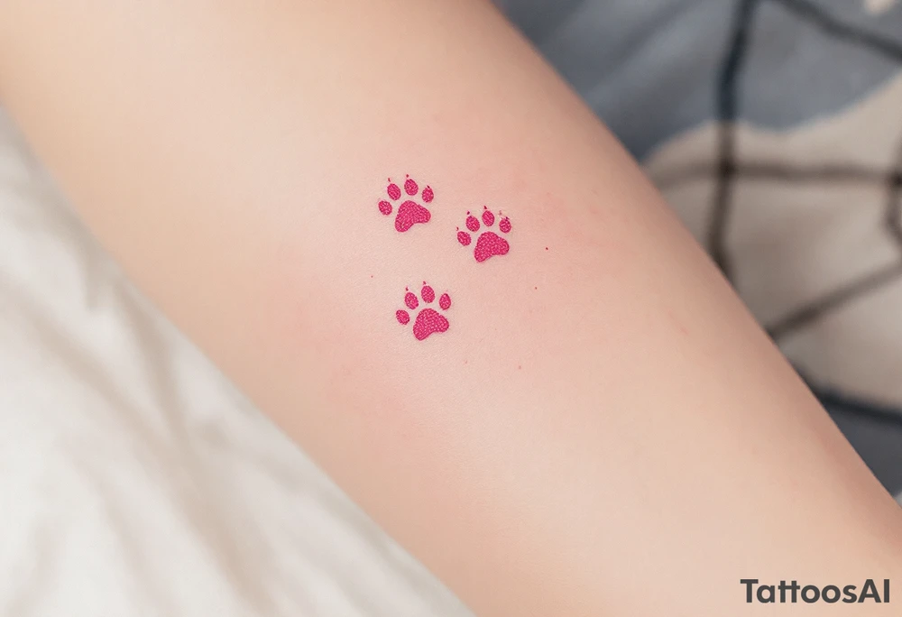 Tiny Pink Nose and Paw Prints – Soft baby pink paw prints paired with a tiny cat nose above them, playful and cute, ideal for delicate placements. tattoo idea