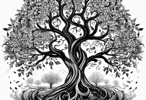 Tree of life with two dates tattoo idea