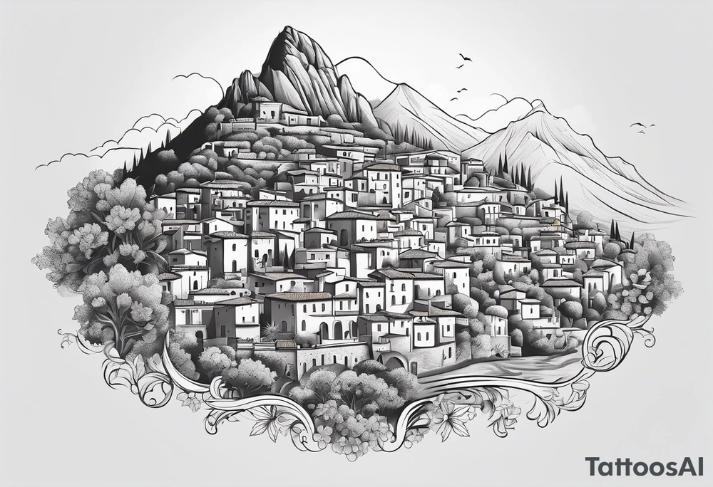 Outline of the region of  Calabria map tattoo idea