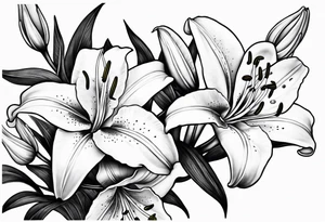 lilies with buds along branch tattoo idea