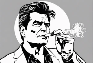 Charlie Sheen smoking cigarette tattoo idea