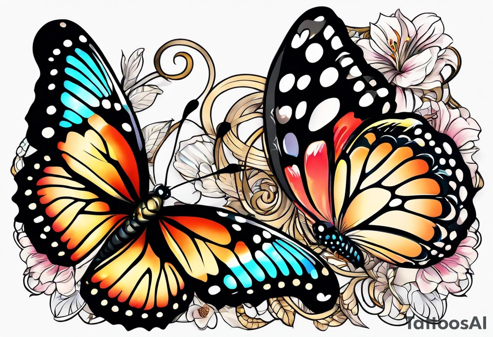 Butterflies with snake tattoo idea