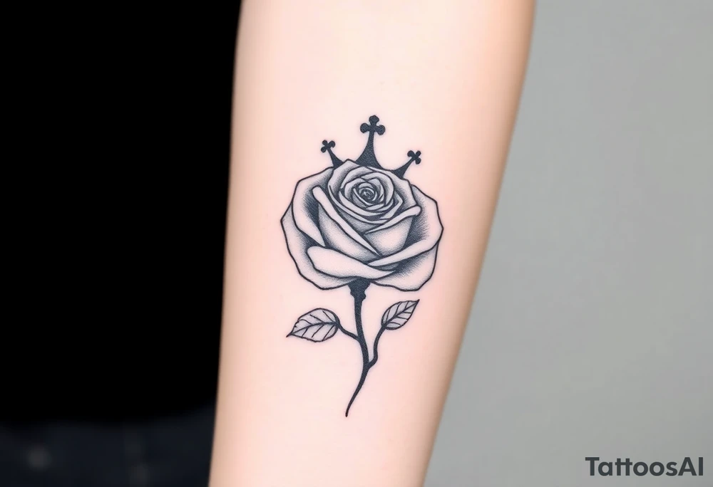 A rose with a kings crown ontop tattoo idea