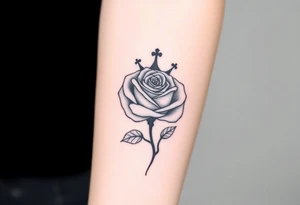 A rose with a kings crown ontop tattoo idea
