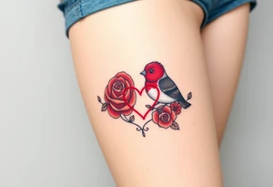 red rose and robin with a infinity heart tattoo idea