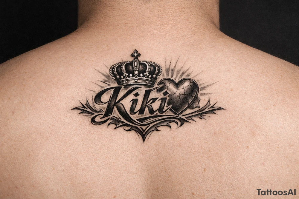 Kiki name with heart and crown tattoo idea
