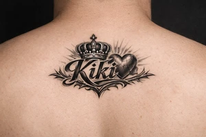 Kiki name with heart and crown tattoo idea