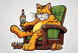 Garfield on a recliner , whiskey , cigar tattoo idea