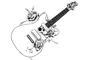 Electric guitar with skulls and roses tattoo idea