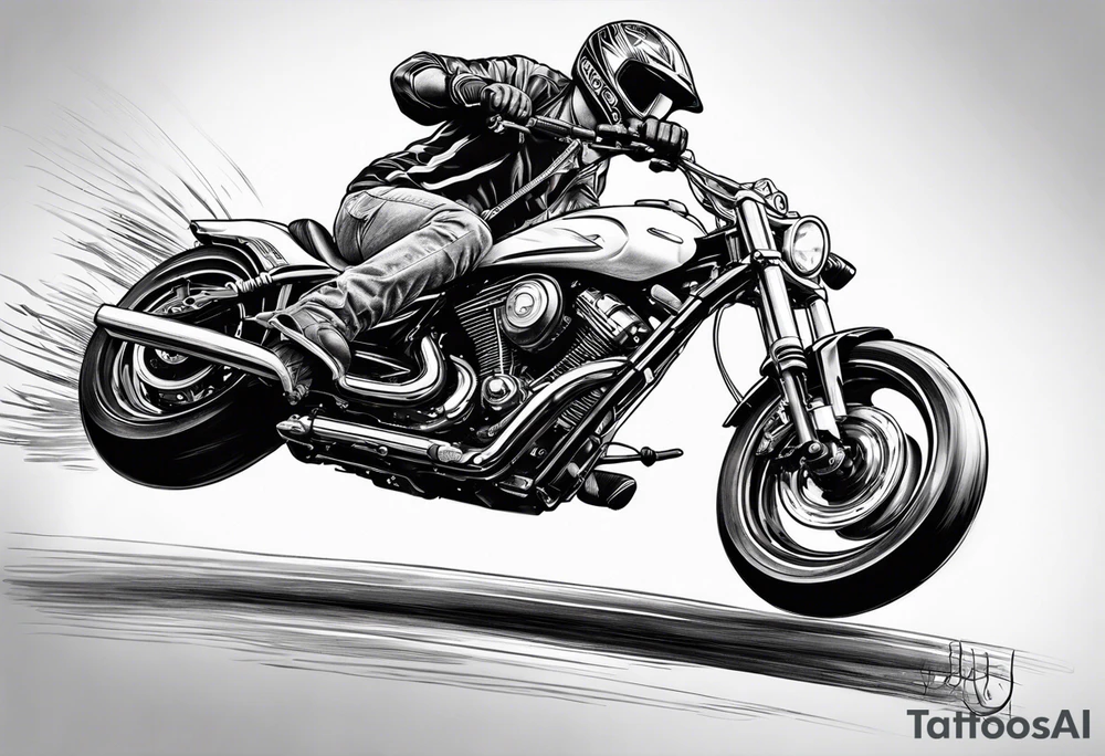 Guy doing wheelie on a motorcycle tattoo idea