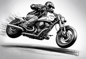 Guy doing wheelie on a motorcycle tattoo idea