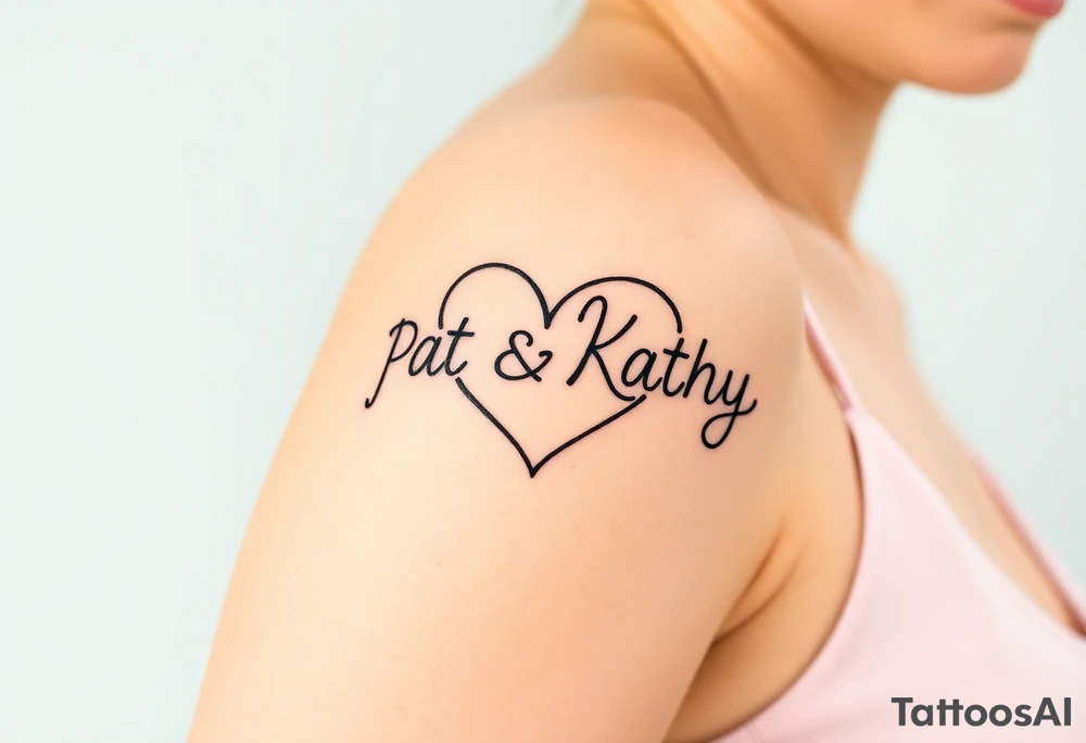 Names pat and Kathy made into a heart tattoo idea