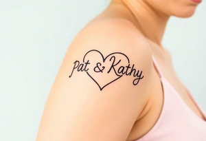 Names pat and Kathy made into a heart tattoo idea