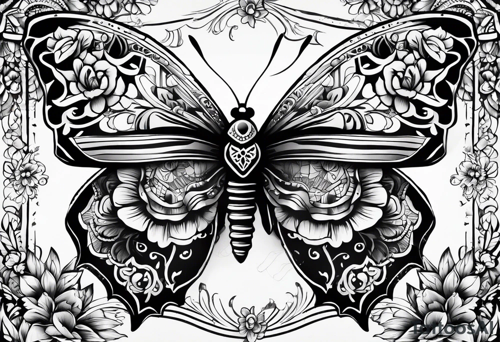 butterfly more manly with day of the dead tattoo idea