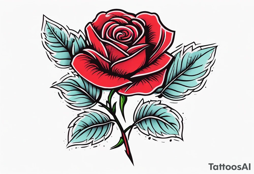 traditional rose red tattoo idea