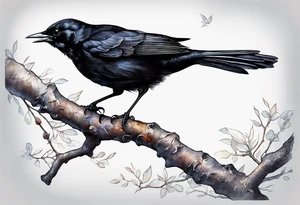 A black only blackbird with no extraneous details. Use the Beatles song blackbird as inspiration. tattoo idea