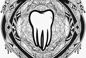 a simple outline of a tooth, white and shiny, geometrical tattoo idea