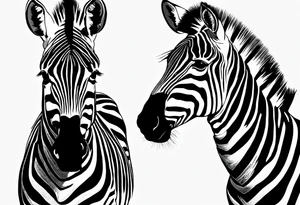 Portrait of a zebra wearing regal clothing, vintage looking, but its main is coloured brightly the same as autism awareness tattoo idea