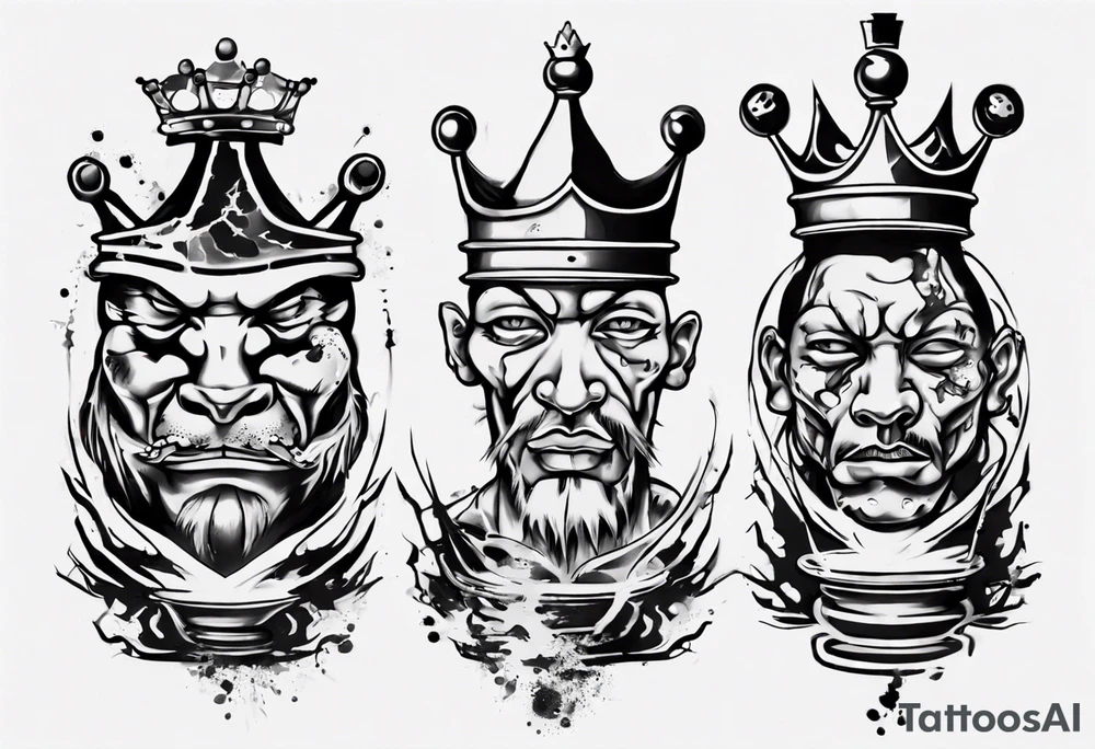 king chess with wounds tattoo idea