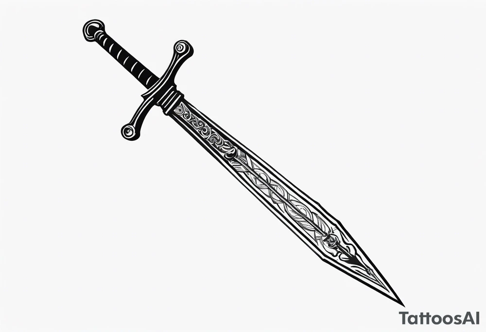 The sword “Needle” from Game of Thrones with the phrase “Stick ‘em with the pointy end” above tattoo idea