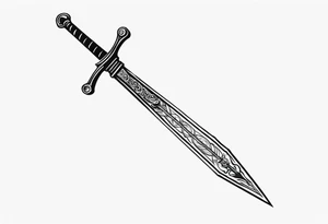 The sword “Needle” from Game of Thrones with the phrase “Stick ‘em with the pointy end” above tattoo idea