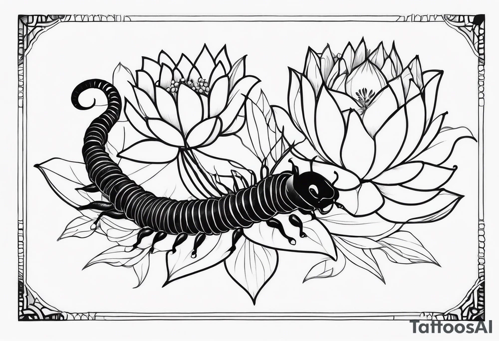 centipede,lotus, tattoo idea