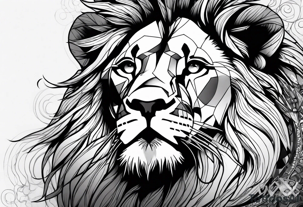lion messed with woman tattoo idea