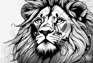 lion messed with woman tattoo idea
