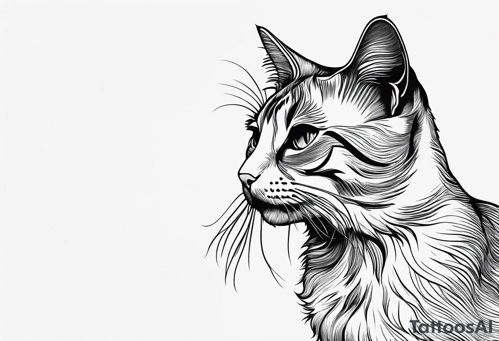 Simple line drawing of a cat. tattoo idea