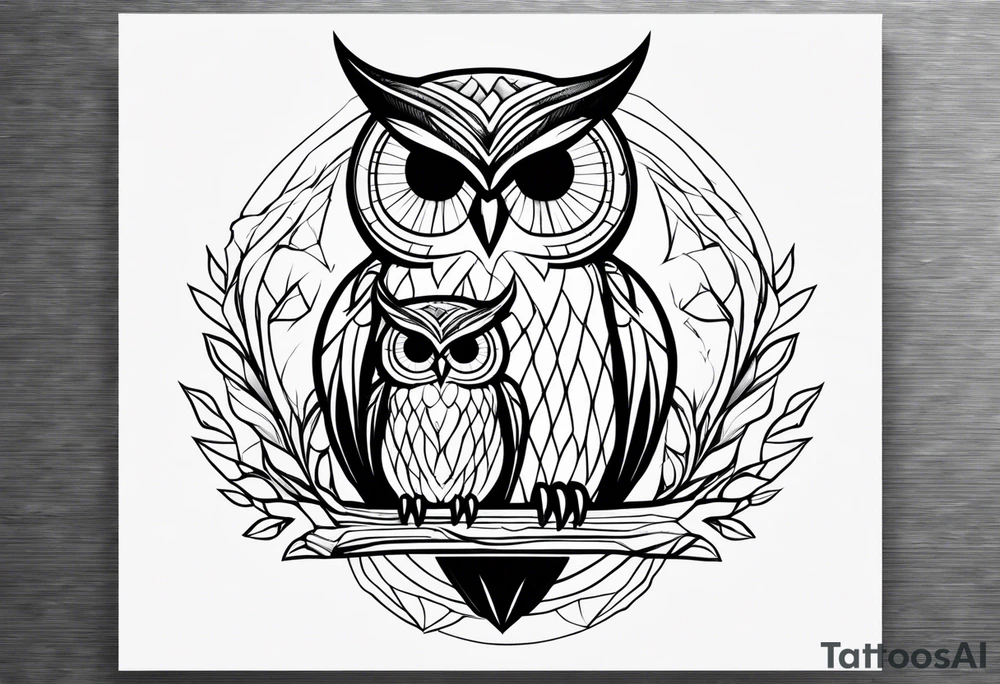 Mom and baby owl tattoo idea