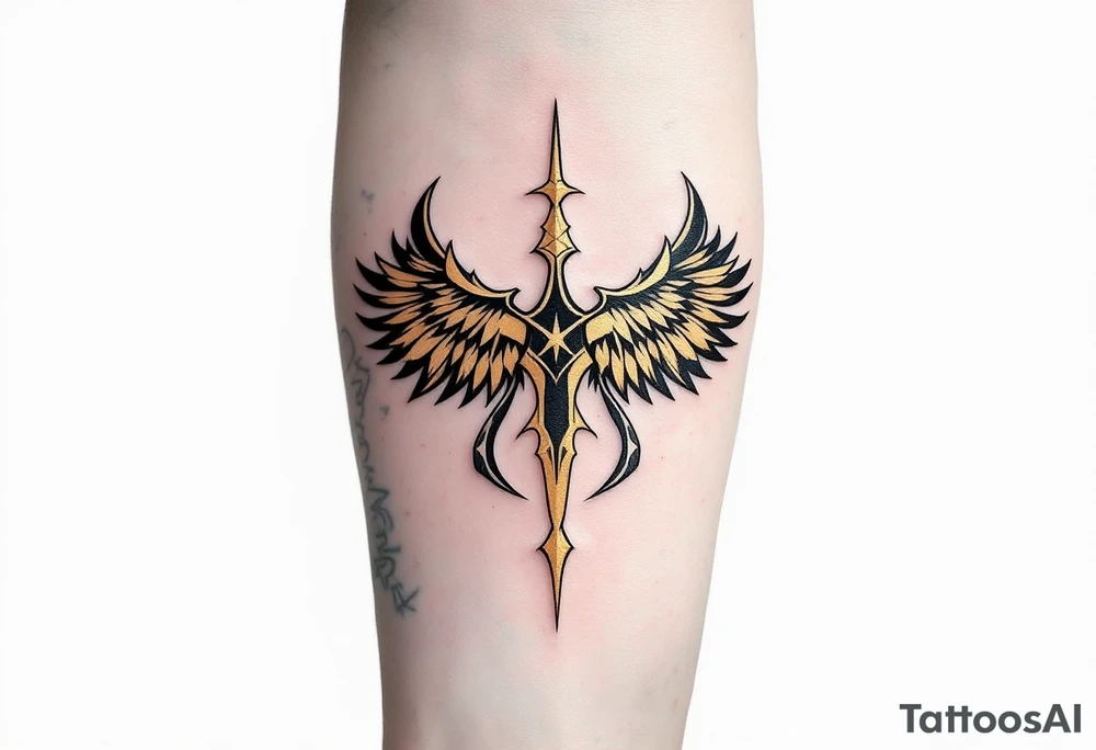 A golden Rodimych symbol marks family heritage and protection through the male line. tattoo idea